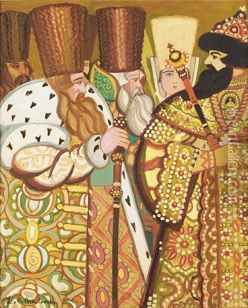 The Tsar And His Boyars Oil Painting - Leonid Brailowskij