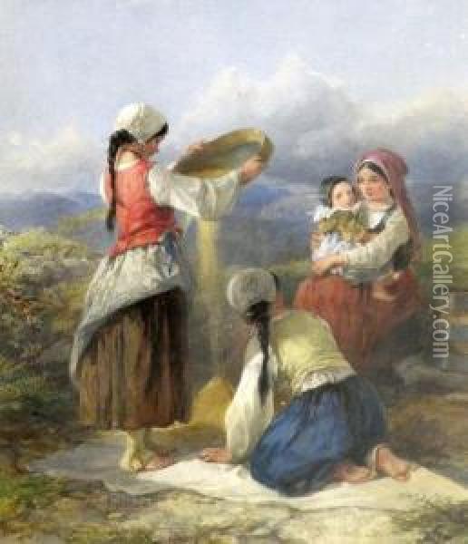 Winnowing Oil Painting - Francis William Topham