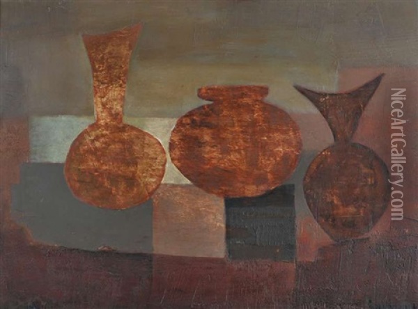Three Vases Oil Painting - Arthur Armstrong
