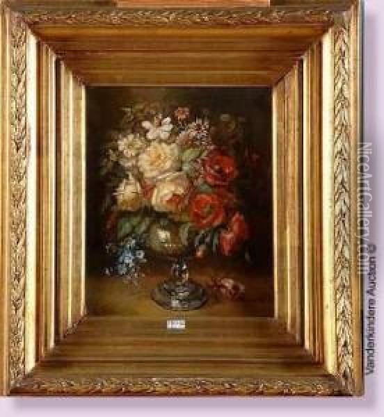 Vase De Fleurs Oil Painting - C. Remue