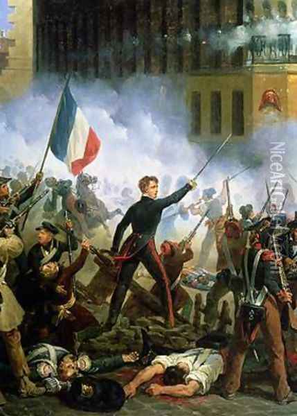 Battle in the Rue de Rohan Oil Painting - Hippolyte Lecomte