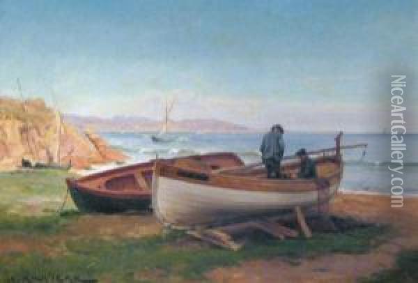 Barques Dans La Baie De Cannes Oil Painting - Charles Rouviere