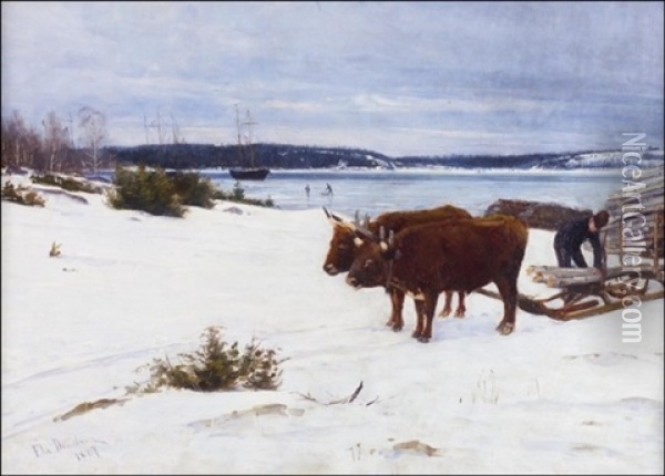 Talvimaisema Ahvenanmaalta Oil Painting - Elin Danielson-Gambogi