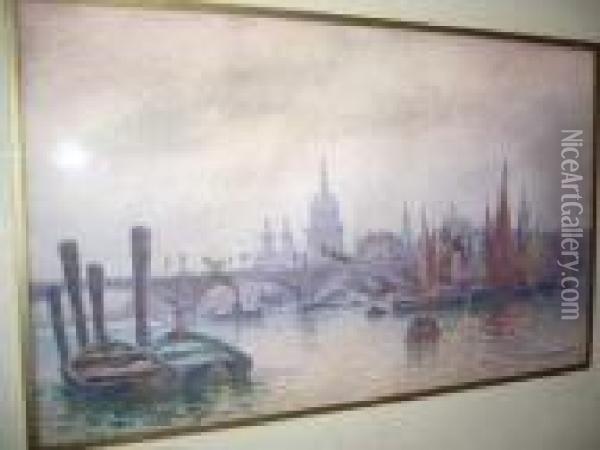 La Tamise A Londres (?) Oil Painting - Louis Timmermans