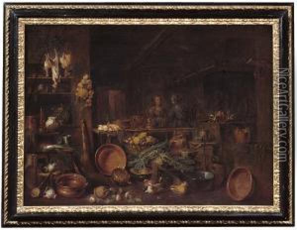 Interno Di Cucina Con Due Figure Oil Painting - Gian Domenico Valentino