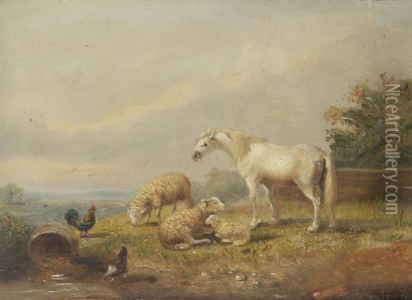 Landschap Met Paard En Schapen Oil Painting - Franz van Severdonck