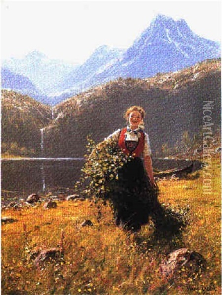 Ein Naturkind (am Stillen See) Oil Painting - Hans Dahl