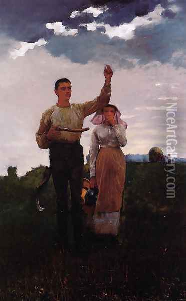 Answering the Horn (or The Home Signal) Oil Painting - Winslow Homer