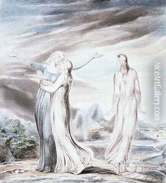 Ruth parting from Naomi, 1803 Oil Painting - William Blake
