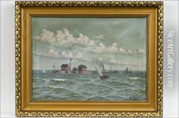 Rannikkoaihe - Kustmotiv. Oil Painting - Otto Ludvig Richarde