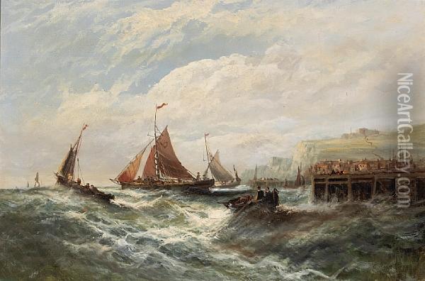 A Stiff Breeze Off Dover Oil Painting - Edwin Hayes