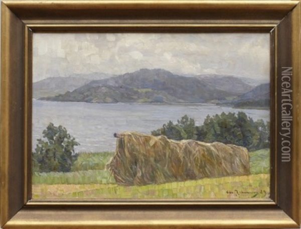 Motiv Fran Kjorning Nordingra Oil Painting - Carl (August) Johansson
