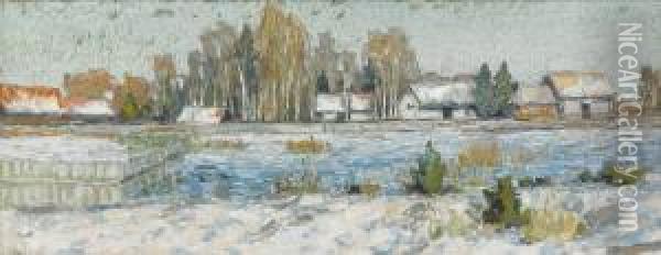 Winter Landscape Oil Painting - Piotr Ivanovich Petrovichev