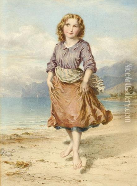 A Girl On The Beach Oil Painting - John Adam P. Houston