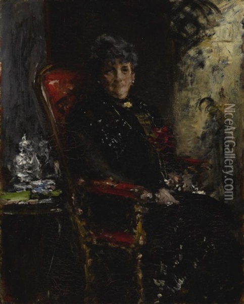 Lady At The Window (portrait Study Of Mme E. H. Bensel) Oil Painting - William Merritt Chase