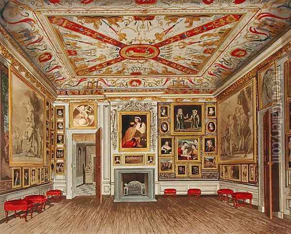 The Presence Chamber, Kensington Palace, from The History of the Royal Residences, engraved by Daniel Havell 1785-1826, by William Henry Pyne 1769-1843, 1819 Oil Painting - James Stephanoff