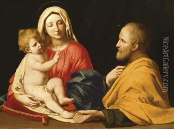 The Holy Family Oil Painting - Giovanni Battista Salvi