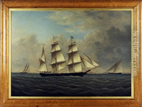 The American Bark Azelia Passing Cape May Oil Painting - Joseph B. Smith