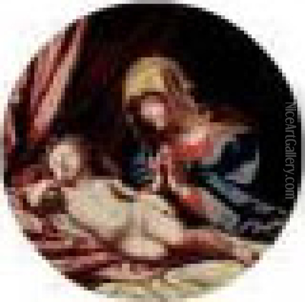 Vierge Veillant Sur L'enfant Jesus Endormi Oil Painting - Guido Reni