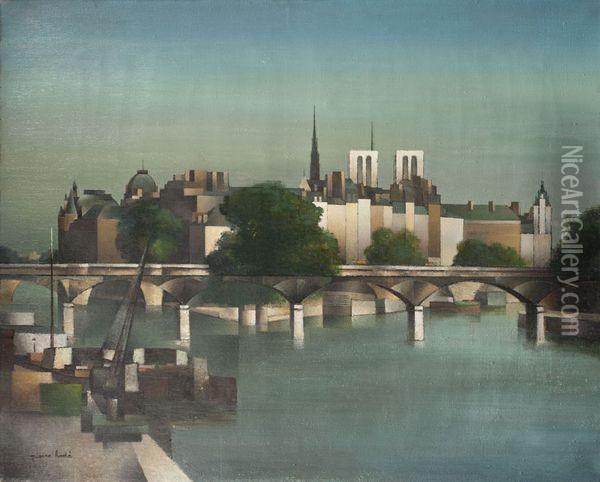 Paris, Le Pont-neuf Sur La Cite Oil Painting - Pierre Hode