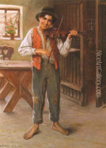 The Violinist Oil Painting - Ernest De Nagy