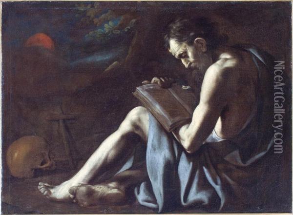 San Gerolamo In Meditazione Oil Painting - Giovanni Battista Caracciolo