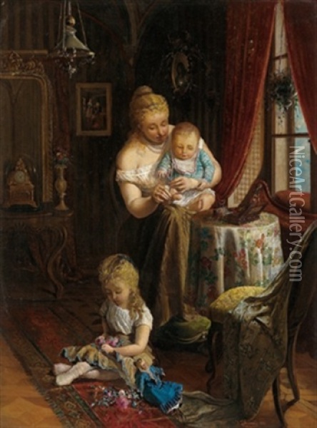 Kinderspiele Oil Painting - Johann Hamza