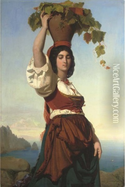 Neapolitan Beauty Oil Painting - Rudolf W. A. Lehmann