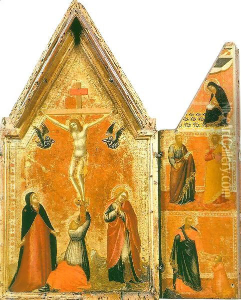 Crucifixion and Saints Oil Painting - Pietro Lorenzetti