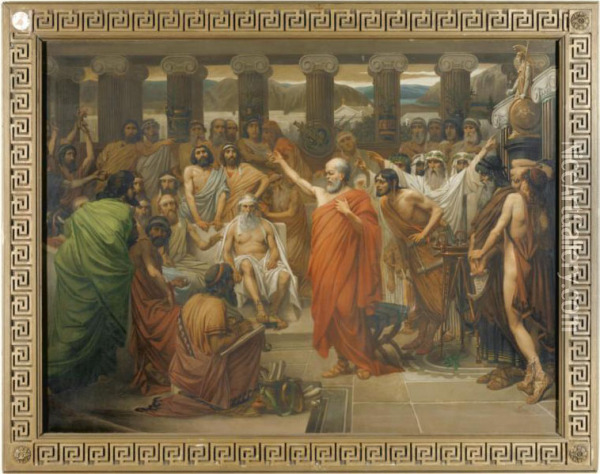 Socrates' Address Oil Painting - Louis J. Lebrun