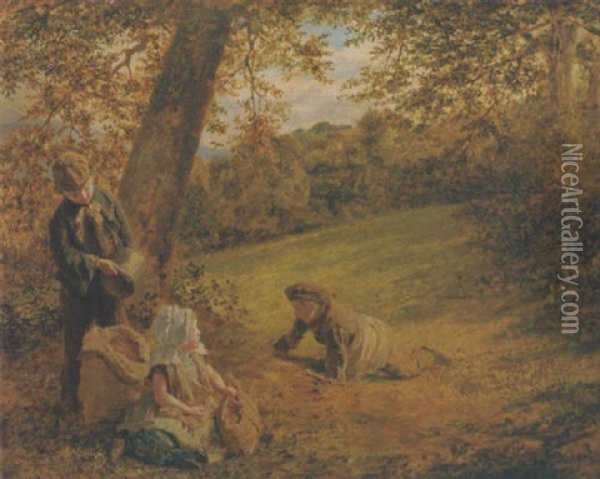 Gathering Beechnuts Oil Painting - Sophie Anderson