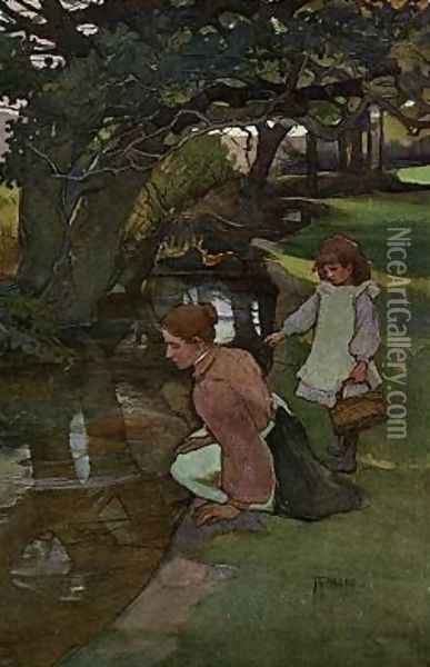 By the Brook Oil Painting - Elizabeth Stanhope Forbes