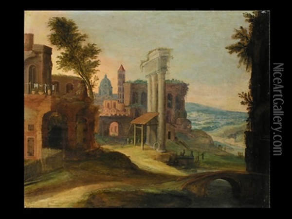 Sudliche Ruinenlandschaft Oil Painting - A. van Nidulandt
