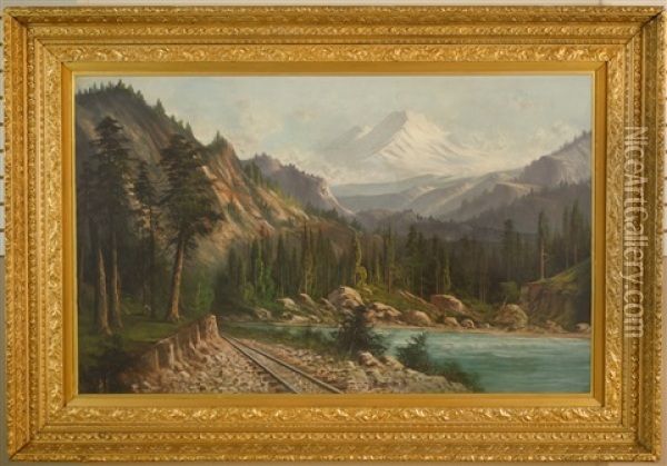 Columbia River Valley With Mount Hood Oil Painting - Joseph John Engelhardt