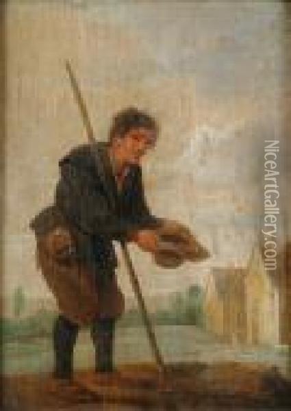 A Beggar In A Landscape; And A Traveller In A Landscape Oil Painting - David The Younger Teniers