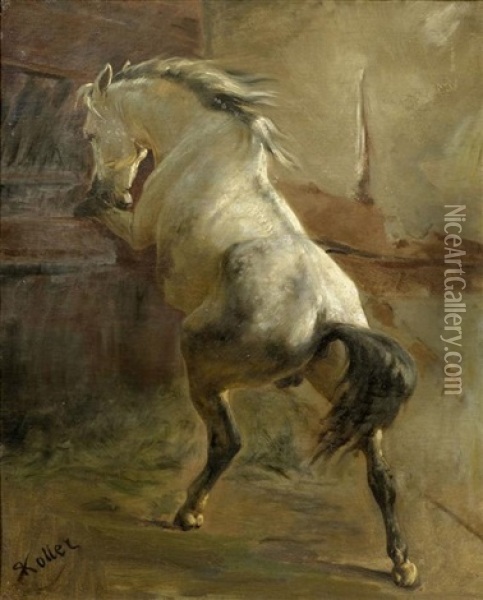 Pferd Am Trog Oil Painting - Johann Rudolf Koller