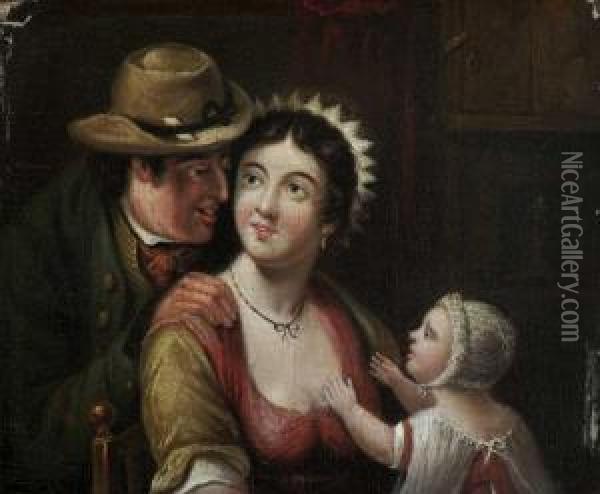 Familienbildnis. Oil Painting - Samuel Raven