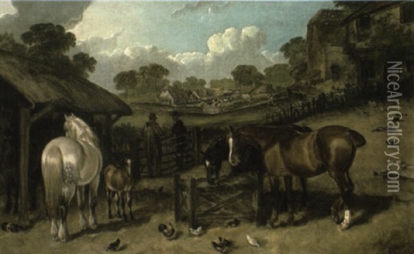 A Straw Yard Oil Painting - Charles Shayer
