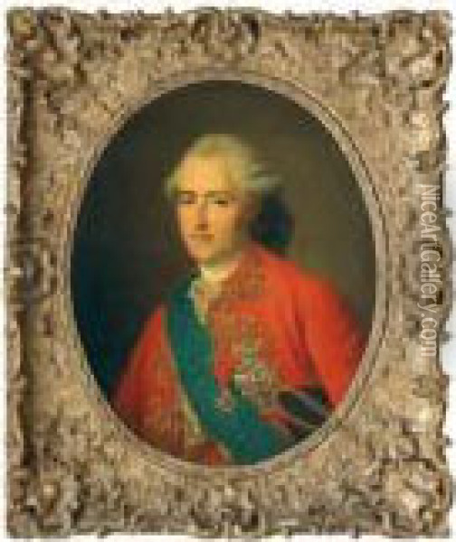 Portrait De Louis Xv Avec L'etoile Du Saint-esprit Et De L'ordre De Saint-louis Oil Painting - Francois-Hubert Drouais