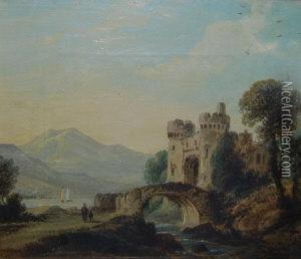 Ancient Castle At Tarbet, Loch Lomond Oil Painting - John H. Wilson