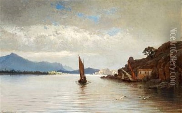 Evening Atmosphere In The Bosporus(?) Oil Painting - Harald-Adof-Nikolaj Jerichau