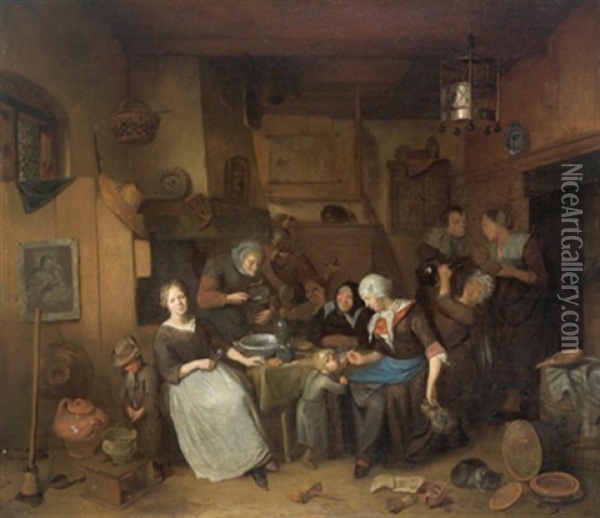 Eine Familie Beim Mahl Oil Painting - Richard Brakenburg