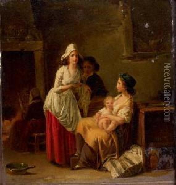 La Nourrice Oil Painting - Jean-Baptiste Mallet