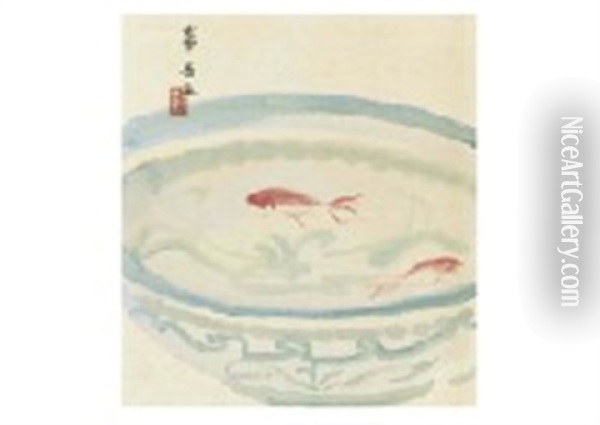 Goldfish Oil Painting - Kagaku Murakami