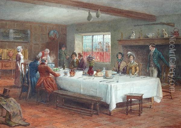 A Meal Stop At A Coaching Inn Oil Painting - George Goodwin Kilburne