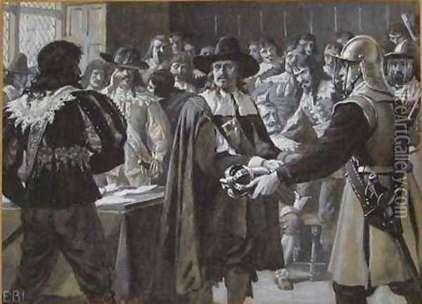 Cromwell dissolving the Long Parliament Oil Painting - Edmund Blair Blair Leighton