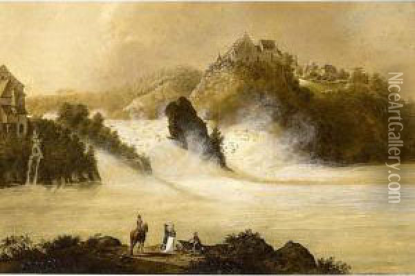 Rheinfall Bei Schaffhausen Oil Painting - Johann Heinrich Bleuler I