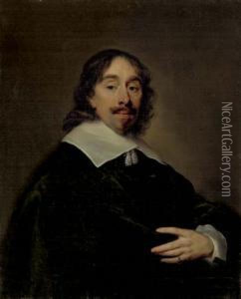Portrait Of Thomas Cletcher, Half-length Oil Painting - Cornelius Janssens Van Ceulen