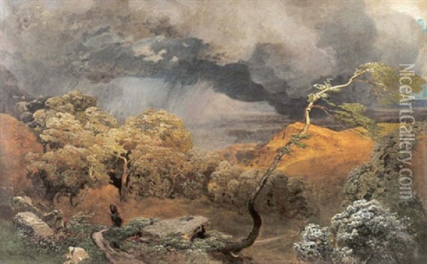 Sturm Und Wetterhagel Oil Painting - Anton Hlavacek
