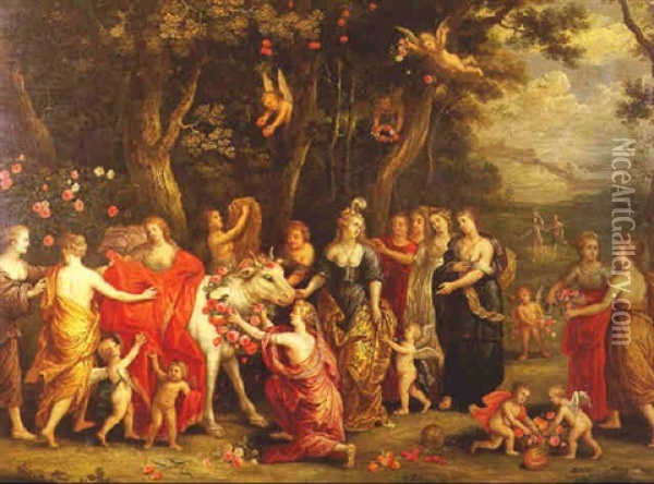 L'enlevement D'europe Oil Painting - Hendrik van Balen the Elder